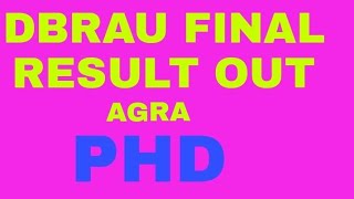 DBRAU FINAL PHD RESULT OUT