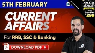 5 February Current Affairs for DRDO MTS 2020, Bank PO & Clerk | Episode 511 | Mahesh Sir