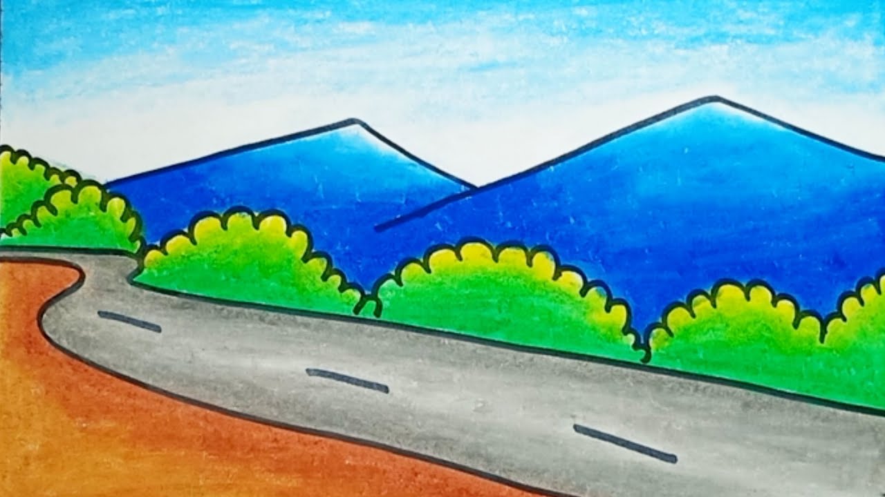 Cara Menggambar Pemandangan Gunung Paling Mudah Dan Bagus |How To Draw ...