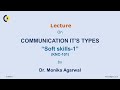 SOFT SKILLS -1 LECTURE 01 ''Communication it's types '' By Dr. Monika Agarwal, AKGEC