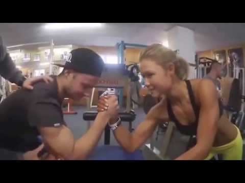 Arm Wrestling Mixed Beautiful Woman Vs Weak Man At Gym Youtube