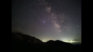 恵山・外輪山より天の川とペルセウス座流星群タイムラプス