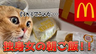 【朝マック】寝起き後すぐガッツリ飯を食べたくなった独身女の話 #猫ミーム #猫マニ