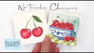 New !!! Watercolor Tutorial- Cherries in a Bowl! Mini Monday Madness