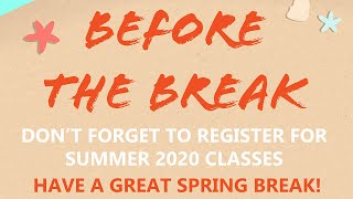 Summer 2020 - Class Registration
