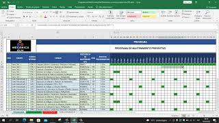 Programa de Mantenimiento preventivo, Cronograma en EXCEL para Maquinaria Industrial