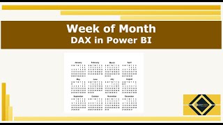 Week No of Month | Power BI | DAX