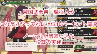 まおりゅう　魔国武勇祭　魔将人形　これだけやれば上位10%は濃厚？　ノーマル上級で超過スコアを稼ごう！松茸の追い込みを実践。