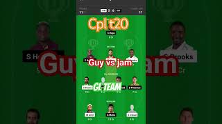 GUY vs JAM T20 CPL Match|| GUY vs JAM DREAM 11 PREDICTION #viral #cricketteam #iplcsk