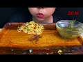 mukbang eating spicy pork intestines salad u0026 spicy yellow mustard leaf curry fried dry fish