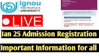 IGNOU LIVE SESSION ADMISSION REREGISTRATION IMPORTANT INFORMATION FOR ALL