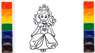 Cute Princess Drawing for kids, Painting \u0026 Coloring for kids, Toddlers | Let's Draw Together