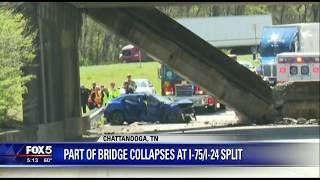 Part of overpass collapses at I 75 I 24 split