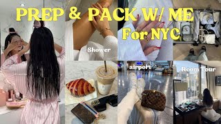 PREP \u0026 PACK WITH ME ✈️ + Hair mask 💇🏻‍♀️ | | 🛍💅💦أجيو نوجدو لنيويورك