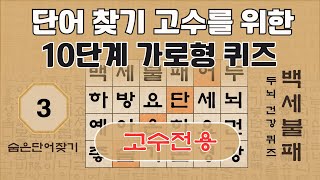 [고수전용] 단어 찾기 고수를 위한 10단계 가로형 퀴즈 - 3편 [숨은단어찾기, 치매예방퀴즈, 뇌운동 훈련, 낱말퀴즈, Korean Hidden word Quiz]