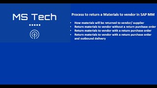 Class 34 - Process to return a materials to vendor in SAP MM