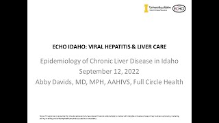 Epidemiology of Chronic Liver Disease in Idaho - 09/12/2022