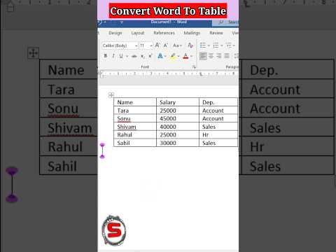 How To Create Table In Ms Word | Short Method To Insert Table| #short #word #exceltutorial