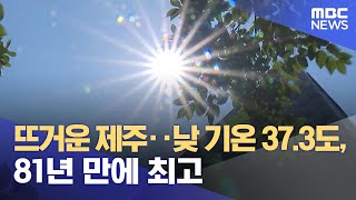 뜨거운 제주‥낮 기온 37.3도, 81년 만에 최고 (2023.07.10/뉴스데스크/MBC)