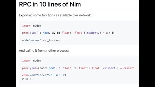 RPC in 10 and REST API in 5 lines of Nim