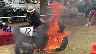 Norton rotary engine JPS race bike catches fire