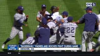 Benches clear in Padres-Rockies game after Padres pitcher nearly hits batter