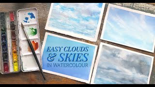 HOW TO: Paint Skies and Clouds in watercolor (watercolour)