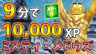 【最速効率】9分で10000XP稼げる簡単漁りルート！ミスティ・メドウズ編【レベル上げ】【シーズン5】【フォートナイト】