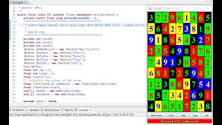 Suduko 9x9 solver - java programming with GUI - examples & training