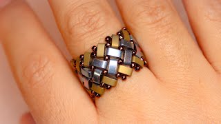 DIY Beaded Half tila  Ring .Easy to make for beginners no 32