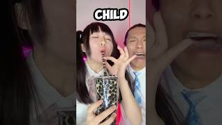 Adult VS Child Emoji Food Challenge ASMR 🥵Bubble tea 🧋boba #asmr #mukbang #funny