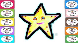 How to Draw a Star for Kids / Pen Drawing with Color Pencil