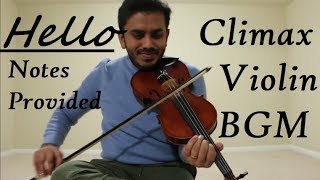 Hello Climax Violin Cover BGM  | అణగనగా ఒక ఊరు | Taqdeer | Notes in Description