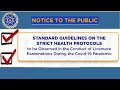 Standard guidelines on the strict health protocols