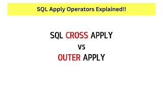 SQL Cross Apply and Outer Apply Explained Using Simple Example.