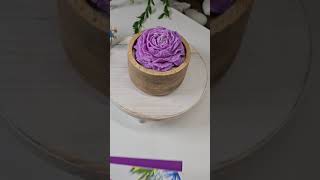 Nature’s Art in Your Hands: Purple Candle in a Handcrafted Wooden Bowl#candles #gift #flowers #cute