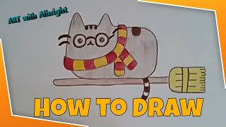 Learn to DRAW Pusheen Harry Potter with colored pencils ~ Guided tutorial ~ ART with Albright