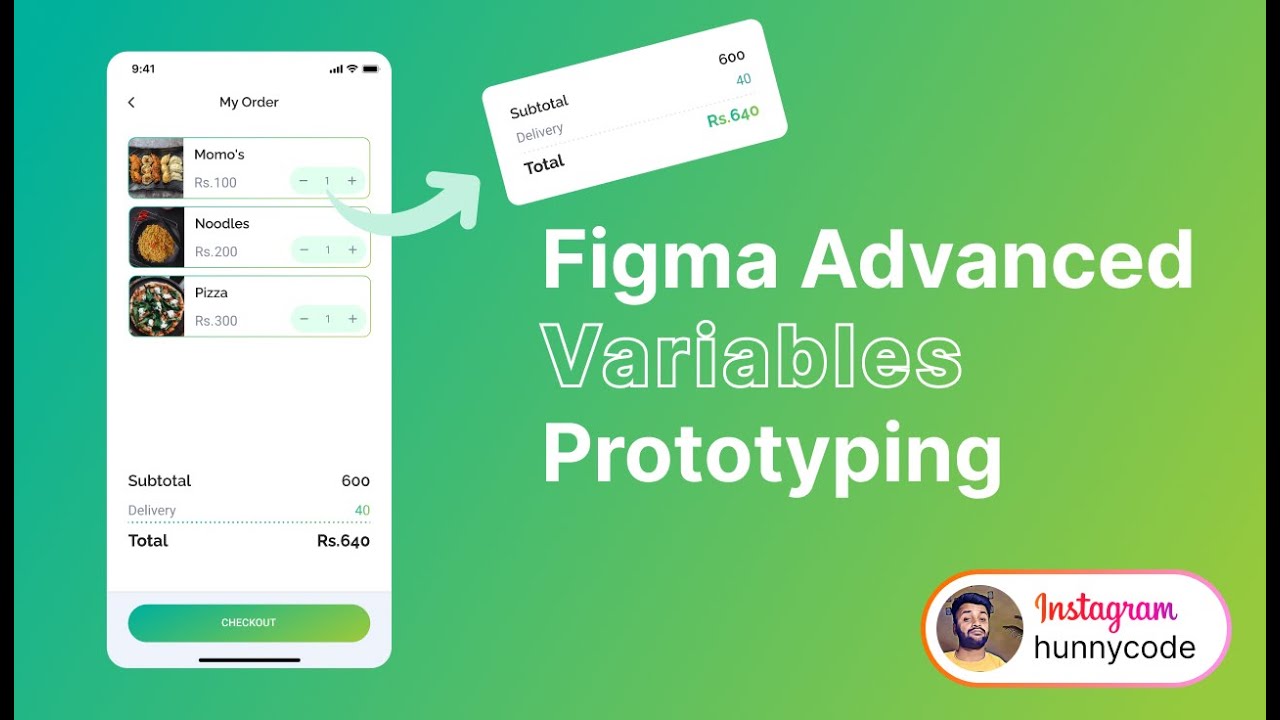Figma Advanced Variable Prototyping Calculate Total Subtotal Using