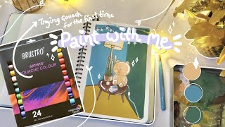 Paint with Me | trying Gouache Colours for the first time | Brustro Gouache Colours 🌈💖✨✨