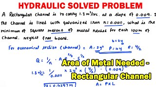 Fluid Mechanics, Hydraulic Engineering Numerical, area of metal, rectangular channel, hydraulics