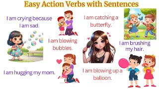 Easy Action Verbs with Sentences | Learn English Daily with Fun Examples | English Speaking Practice