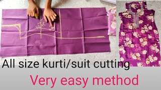 Aster suit cutting/ Aster kurti cutting/ Kurti cutting very easy method for beginners.