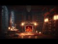 Royal Library - Rain and Thunderstorm Sounds on Study Ambience with Crackling Fireplace