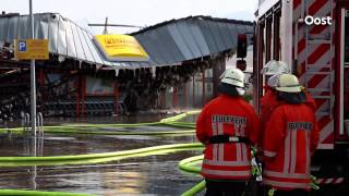 Grote brand in supermarkt Nordhorn; brandweer Twente assisteert