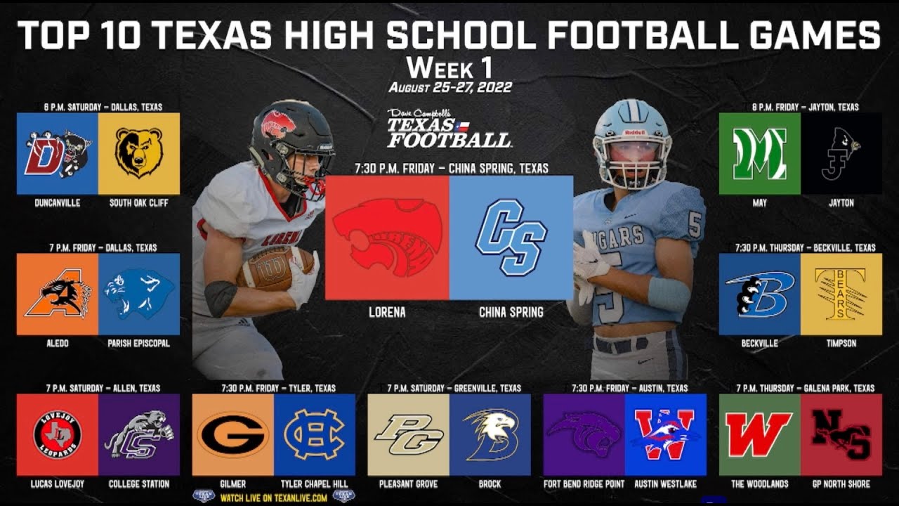 DCTF's Top 10 TXHSFB Games Of The Week: Week 1 - YouTube