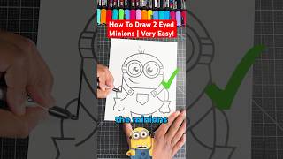 How To Draw 2 Eyed Minions But Made Easy! 😍 #art #shorts #drawing