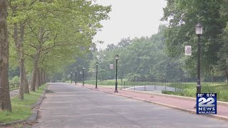 Haze in the sky due to Canadian wildfire smoke