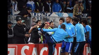 Patrice Evra kicking kicks head fan