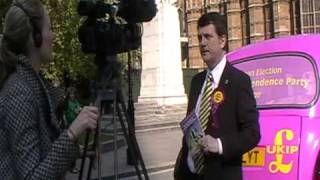 BBC's Katie Inman interviews Gerard Batten, London's UKIP MEP at UKIP campaign launch