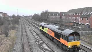 (HD) Colas Rail 66846 on Light Engine passing Brewery Footbridge near Burton-On-Trent | 22/3/13